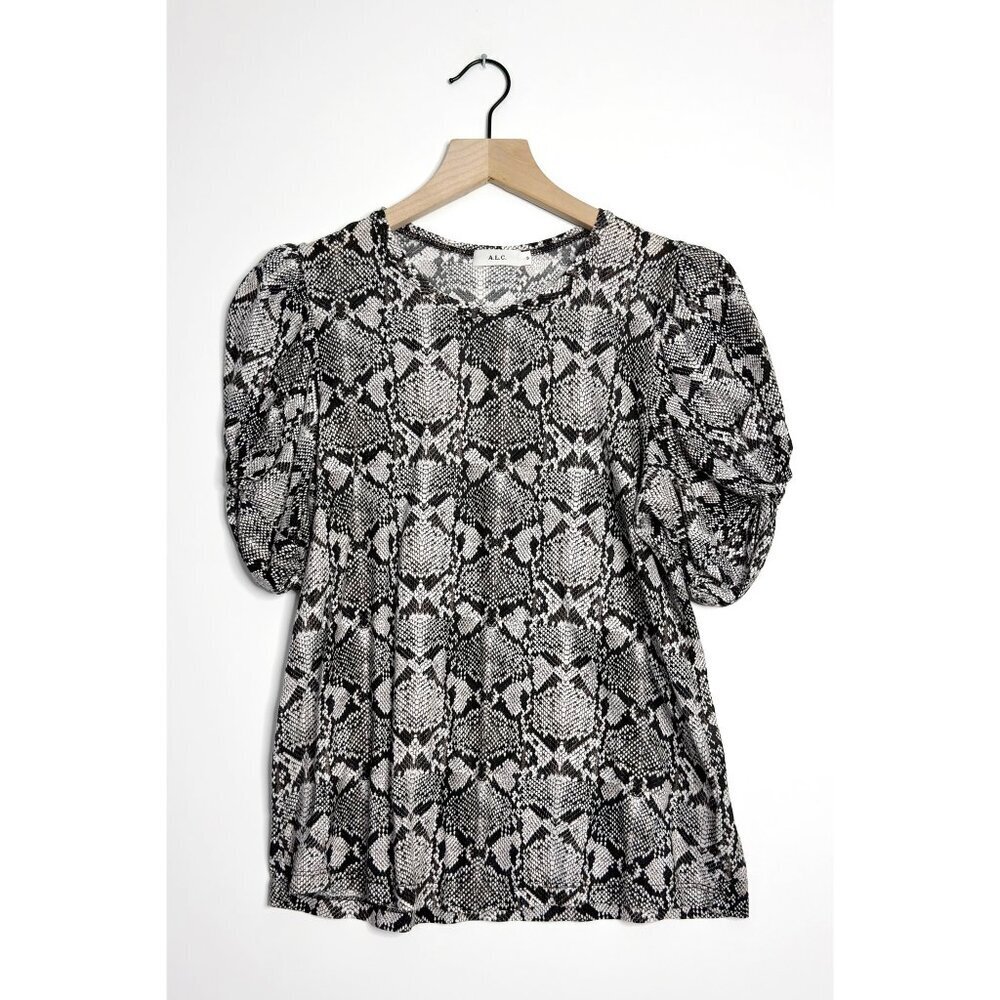 ALC Kati Puff Sleeve T-Shirt Snakeskin Print